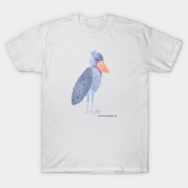 Shoebill Stork Bird T-Shirt by julianamotzko